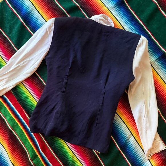 GROOVY Y2K VTG 'Breakin' Loose' unique blouse ~ faux button up shirt & vest! - Picture 5 of 8